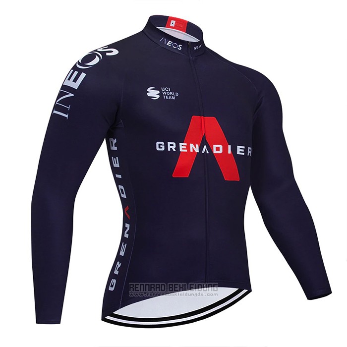 2021 Fahrradbekleidung INEOS Grenadiers Dunkel Blau Trikot Langarm und Tragerhose